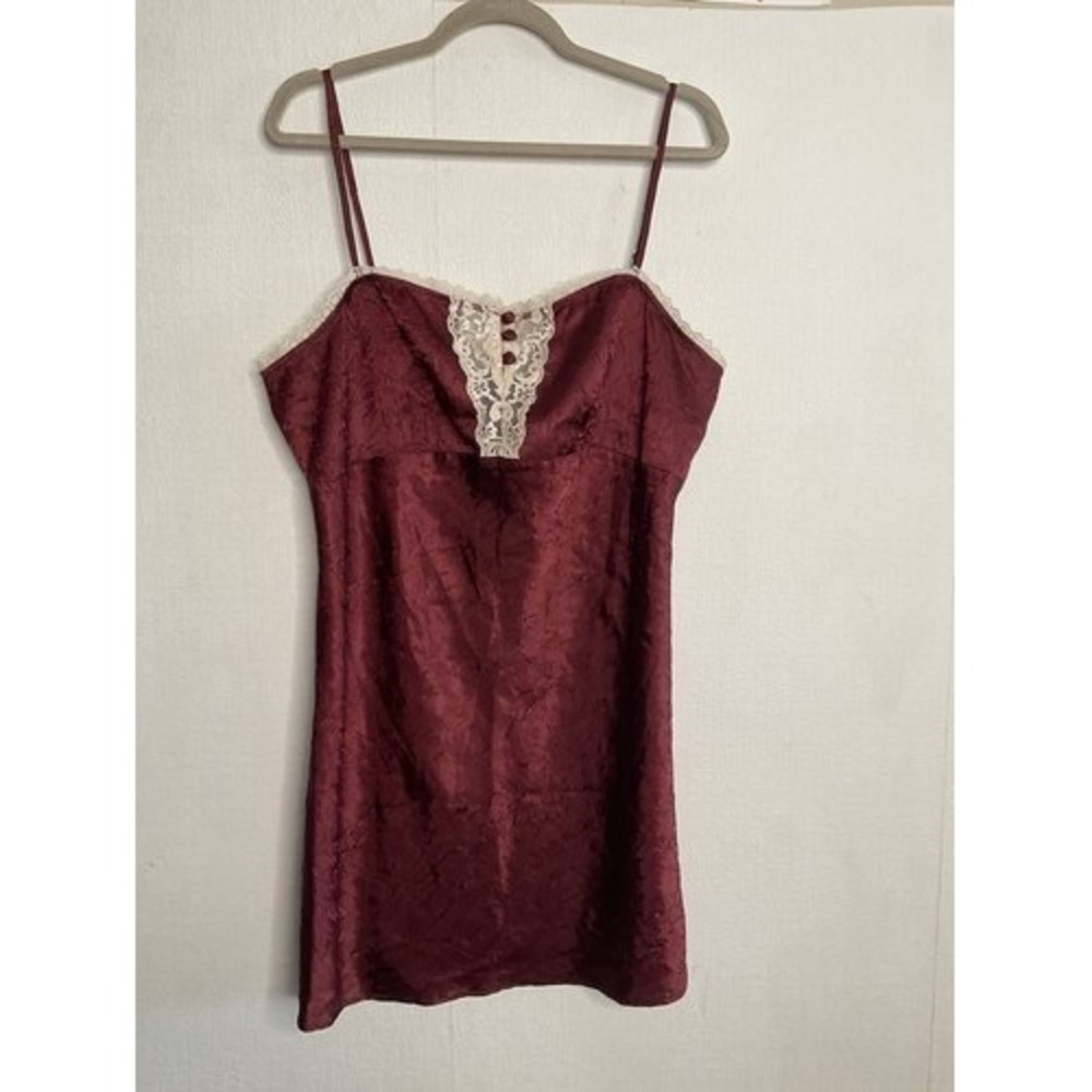 VTG Bisou Bisou Lace Chemise Intimates Mini Slip Dress Women XL Vietnam